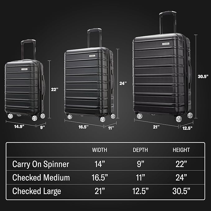 Samsonite Omni 2 Hardside Expandable Luggage with Spinner Wheels, 3-Piece Set (19/24/28), Artic Silver