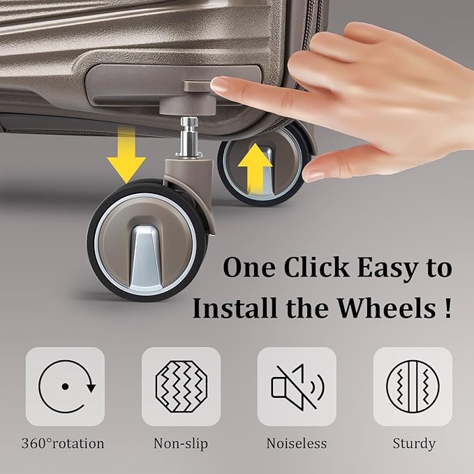 Luggage Set 4 Piece with Spinner Wheel, TSA Approved Expandable Hardshell Suitcase, Lightweight Travel Family Set for Men and Women(Champagne)