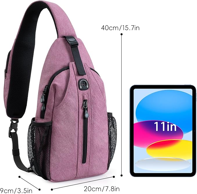 LEDAOU Crossbody Sling Bag Anti-Theft Sling Backpack Cross Body Shoulder Chest Bag Fanny Pack Travel Hiking (Purple)