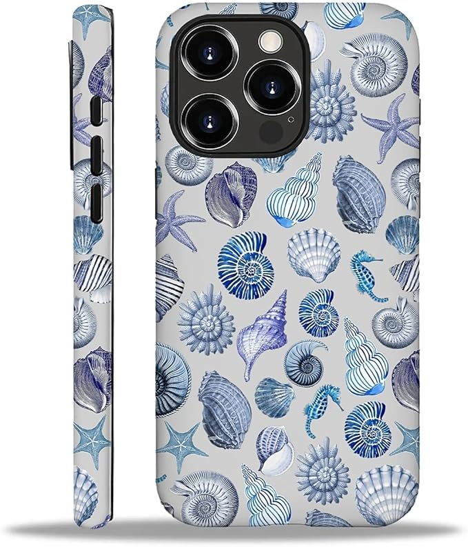 Case for iPhone 16 Pro Max,Summer Beachy Seashell for Woman Men Full Body Protective Cover Shockproof 2 in 1 Silicone + Hard PC Case for iPhone 16 Pro Max