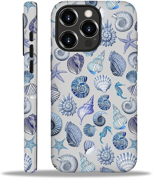 Case for iPhone 16 Pro Max,Summer Beachy Seashell for Woman Men Full Body Protective Cover Shockproof 2 in 1 Silicone + Hard PC Case for iPhone 16 Pro Max