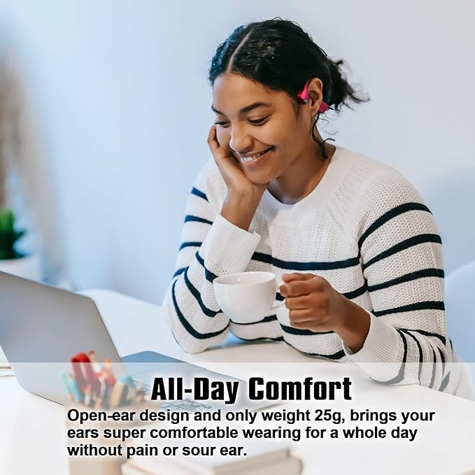 Bone Conduction Headphones Bluetooth Open Ear Earbuds Wireless Headset Bluetooth Titanium Lightweight Waterproof for Workout Running Hiking Walking Bicycling