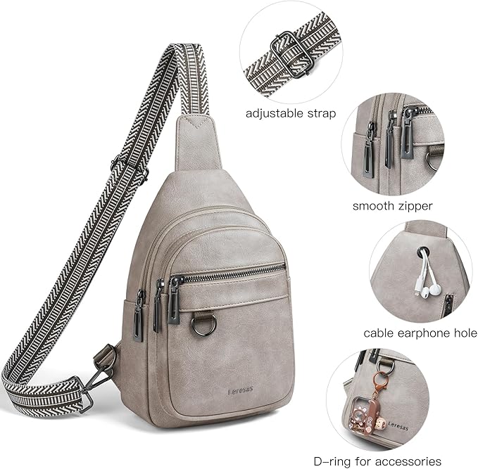 7L Sling Bag for Women Men Vegan Leather Crossbody Bags Fanny Pack Purse Backpack Over Shoulder Bag Travel Anti Theft