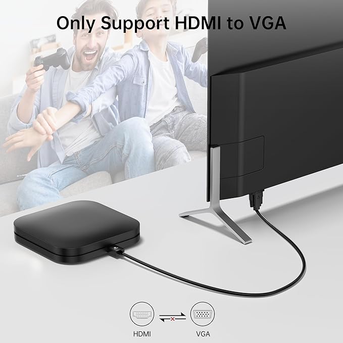 10ft HDMI to VGA Cable – 1080P HD Video Converter Cord for Laptop, TV Box, PS4, Monitor, Projector (Black, 3M)