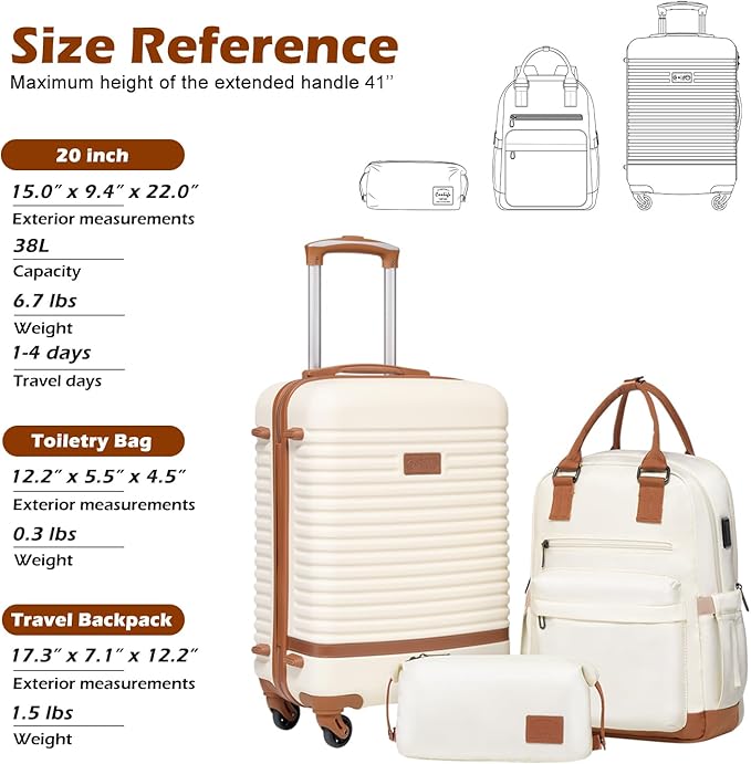 Coolife Suitcase Set 3 Piece Luggage Set Carry On Travel Luggage TSA Lock Spinner Wheels Hardshell Lightweight Luggage Set(Dark Green, 3 piece set (BP/TB/20))