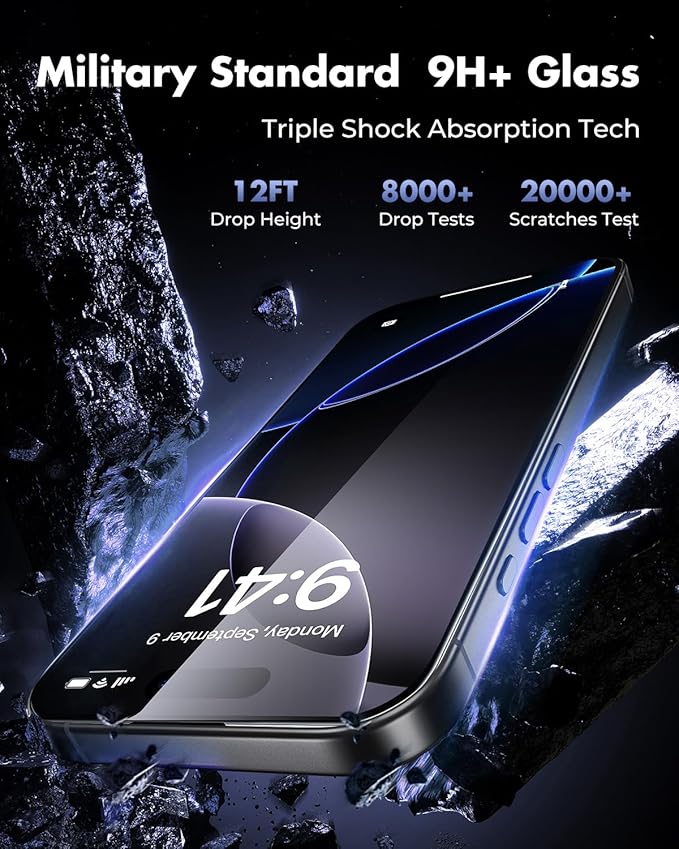 UNBREAKcable 3-Pack Screen Protector for iPhone 16 Pro Tempered Glass - [One-Pull Perfection] [Auto Dust-Elimination] [9H+ Hardness] [99.99% HD Clear] Full Coverage for iPhone 6.3 inch