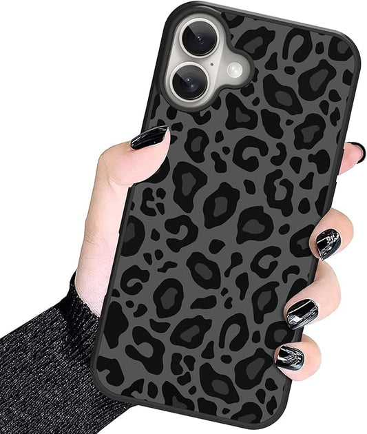 KANGHAR Case Compatible with iPhone 16 Pro,Black Leopard Design,Tire Texture Non-Slip +Shockproof Rugged TPU Protective Case for iPhone 16 Pro 6.3 Inch