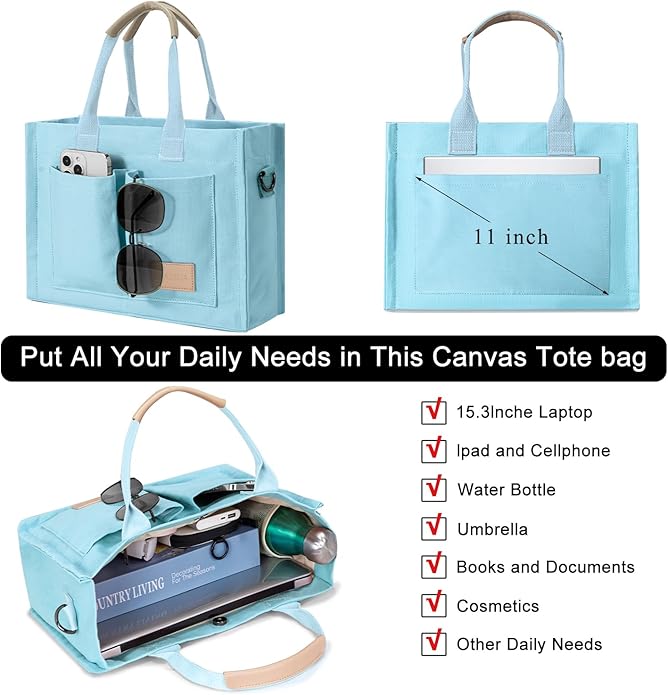Tote Bags for Women Canvas Tote Purse Crossbody with Pockets Top Handle Shoulder Satchel Bag for Women