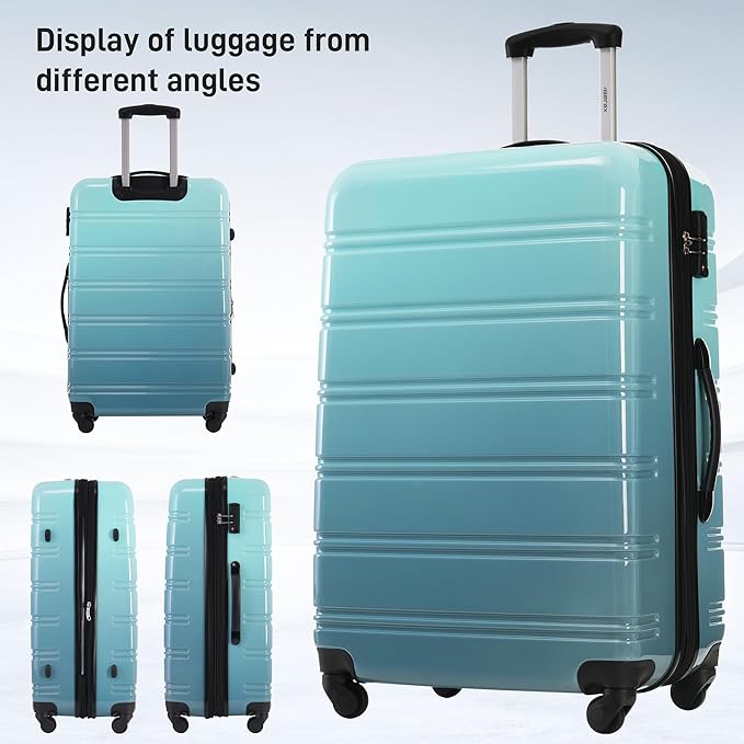 Merax Luggage Sets 3 Piece, Hardside Expandable Suitcase Set with Spinner Wheels, Lightweight Gradient Color Luggage 20+24+28 IN,Gradient Blue