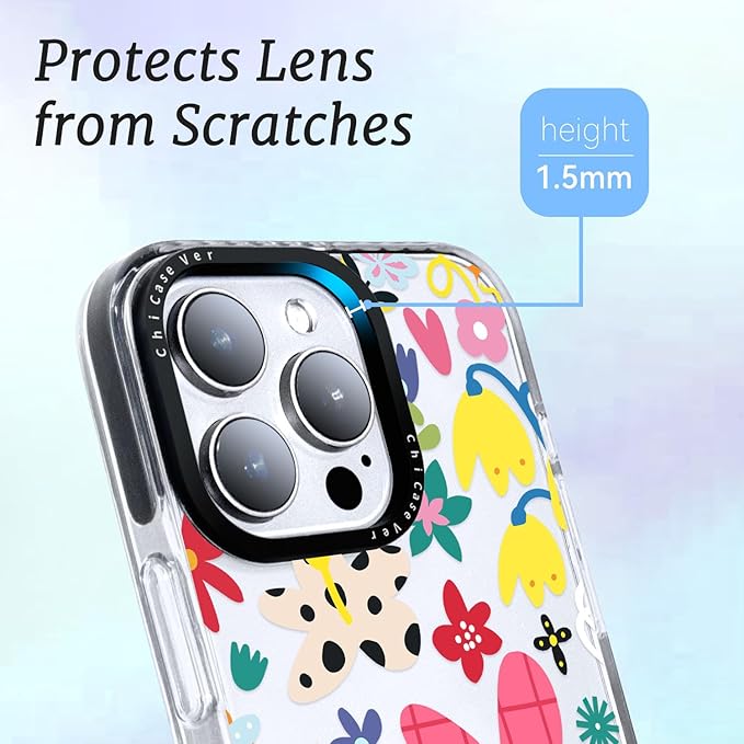 for iPhone 15 Case, Whimsical Floral Collage Pattern, Military-Grade Drop Protection, Cute Soft Slim TPU Protective Cover with Camera Lens Protection for Women & Girls