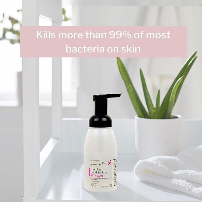 McKesson Foaming Hand Sanitizer with Aloe, 8 1/2 oz Pump Bottle [Pack of 24] - Bulk, 70% Ethyl Alcohol, Spring Water Scent, No-Rinse Foam with Vitamin E and Moisturizers