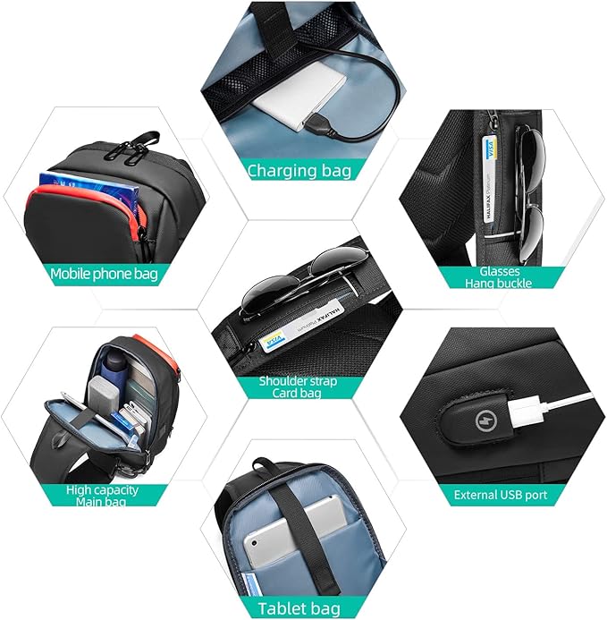 Eurcool Mens Shoulder Bag Sling Bag Crossbody Backpack Shoulder Casual Daypack Rucksack for Men