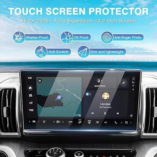 [Upgrade]Karltys Ford Expedition 2025 2026 Screen Protector[No Glare & Fingerprint] for Models Active/Platinum/TREMOR/King Ranch 13.2-Inch Screen, 2025+ Ford Expedition Accessories 9H Hardness Tempered Glass Navigation Protective Film
