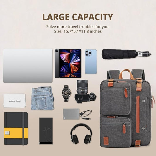 MOLNIA 15.6 inch Laptop Backpack,3 in 1 Briefcases For Men,Laptop Backpack, Messenger Bag,Computer Bags For Men Women, Dark Grey