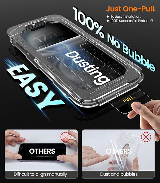 iGluz 4+2 Pack for iPhone 16 Privacy Screen Protector with Camera Lens Protector 6.1 inch,9H+Tempered Glass[12FT Military Grade Shatterproof &100% Anti-Spy],3D Micro-Curved Edges[Longest Durable]