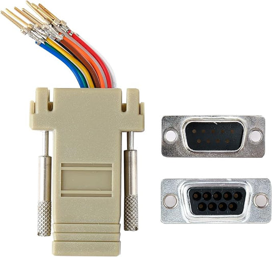 10PCS DB9 Male Ethernet Adapter, 9 Pin Serial Port Male to RJ45 Ethernet LAN Extend Modular Converter, M/F