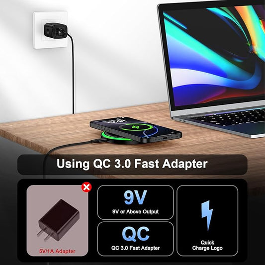 Samsung Wireless Charger Fast Charging Pad for Galaxy S25 Ultra/S24 Plus/S24 FE/S24Ultra/S23+/S22/S21/S20,15W Wireless Phone Charger Android Charging Station Mat for Google Pixel 9 Pro 8A with Adapter