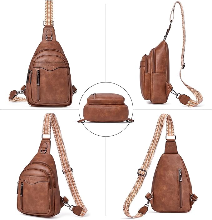 Womens Sling Bag Crossbody Bags for Women Vegan Leather Sling Backpack Daypack Fanny Pack Crossbody Purse Travel