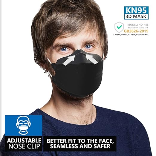 KN95 Face Masks 100 Pack, Breathable Comfortable and Disposable KN95 Mask, Black