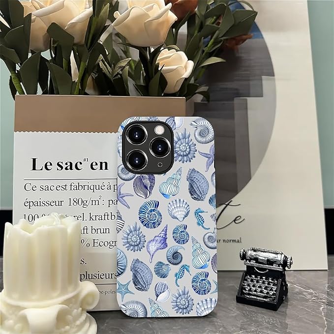 Case for iPhone 11 Pro Max,Summer Beachy Seashell for Woman Men Full Body Protective Cover Shockproof 2 in 1 Silicone + Hard PC Case for iPhone 11 Pro Max