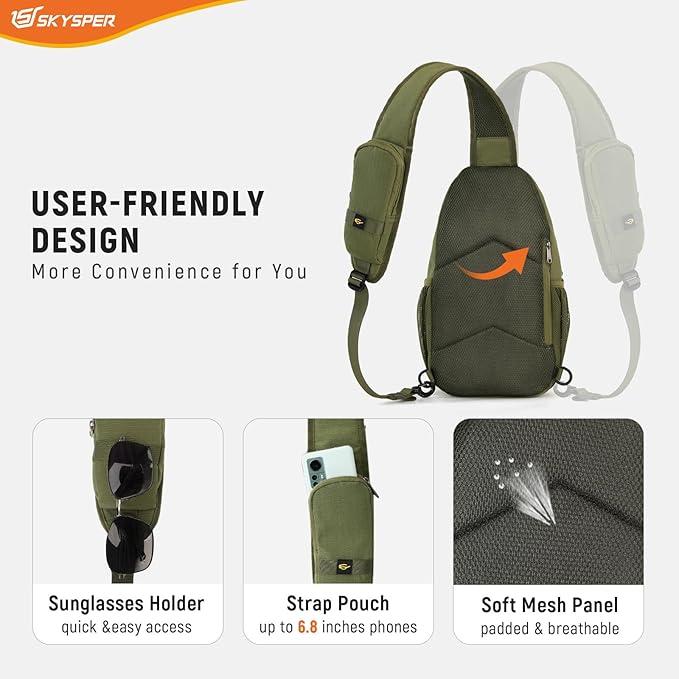 SKYSPER Sling Bag RFID Cross Body Bag Recycled Crossbody Backpack Travel Daypack