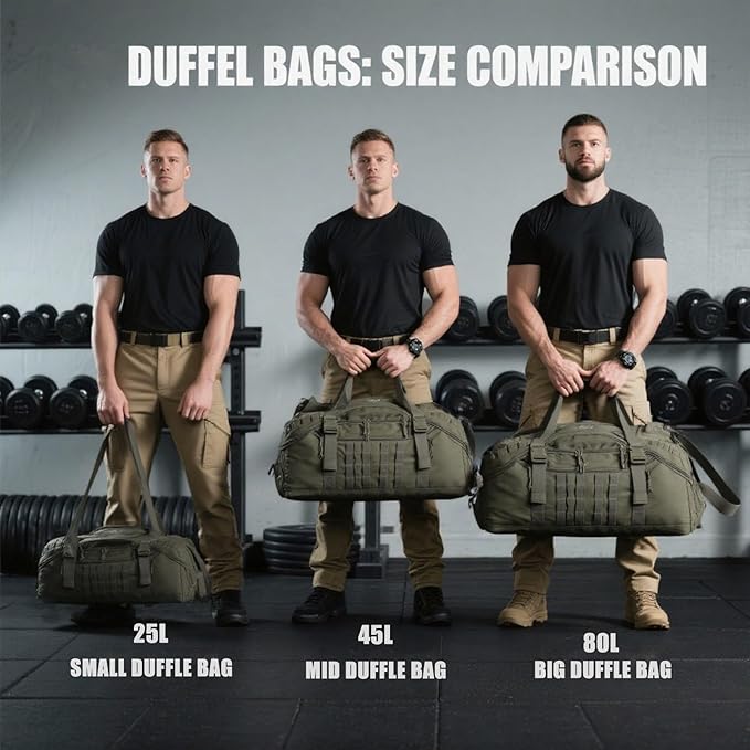 Travel Duffle Bag Backpack for Men - Large Tactical Bags Weekender Gym Bag for Overnight Traveling Military Workout Deployment Sports (Green, 80L)
