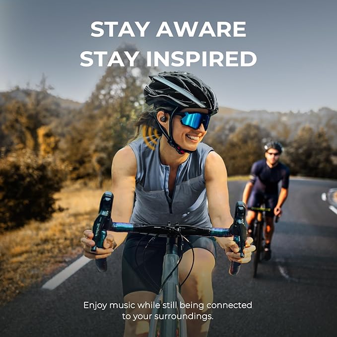 JOYWISE True Wireless Bone Conduction Headphones, Bluetooth 5.4 AI Music Generator Open Ear Earbuds with 30 Hrs Playtime, Ultra Lightweight, IP68 Waterproof, Design for Cycling, Running, Black