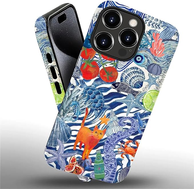 Case for iPhone 16 Pro,Leopard Cherry Shell Aesthetics for Woman Men Full Body Protective Cover Shockproof 2 in 1 Silicone + Hard PC Case for iPhone 16 Pro