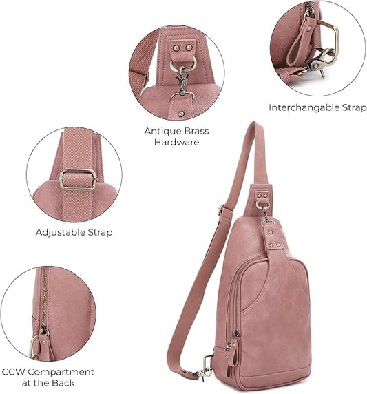 JESSIE & JAMES Brooke Unisex Concealed Carry Sling Bag Crossbody Backpack Purse