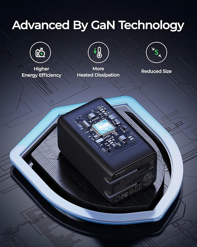 67W USB C Charger, 3-Port GaN Fast Charging Block with Foldable Plug, Compatible with MacBook Pro/Air, iPad Pro, iPhone 16/15/Pro, Galaxy S25/S24, Note20, Pixel, Apple Watch, (Black)