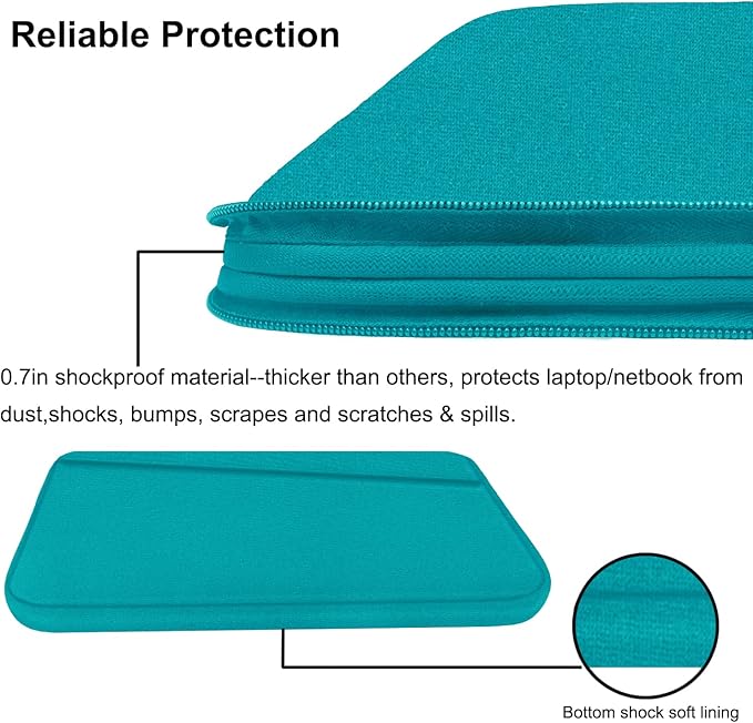 Laptop Sleeve Bag 15.6 inch, Durable Computer Carrying Bag Protective Case Briefcase Handbag with Front Pocket, Slim Laptop Case Cover for 15.6 Inch HP, Dell, Lenovo, Asus, Notebook, Light Blue