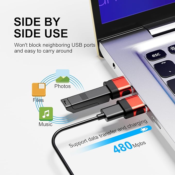 USB to USB C Adapter 6 Pack,USB A to USB C Adapter,USBC Female to USBA Male,Type C Cable Converter for iPhone,MacBook,iPad,AirPods,Charger,Red