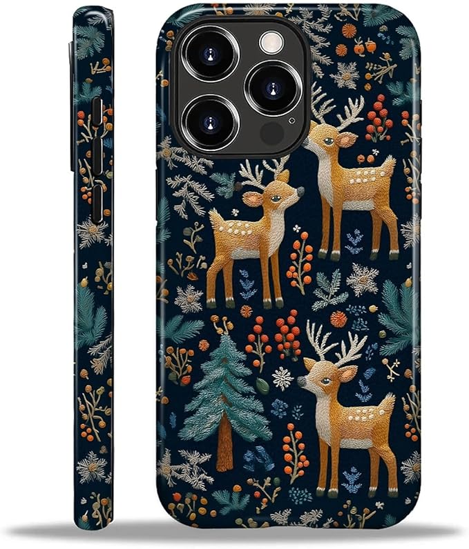 Case for iPhone 16 Pro Max Case,Cute Christmas Reindeer Design - Hybrid Dual Protection Silicone + Hard PC Shockproof Full Body Cover Slim Anti-Scratch Protective Case for Men Women