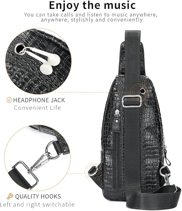 LUKZIJAES Genuine Leather Sling Bag for Men