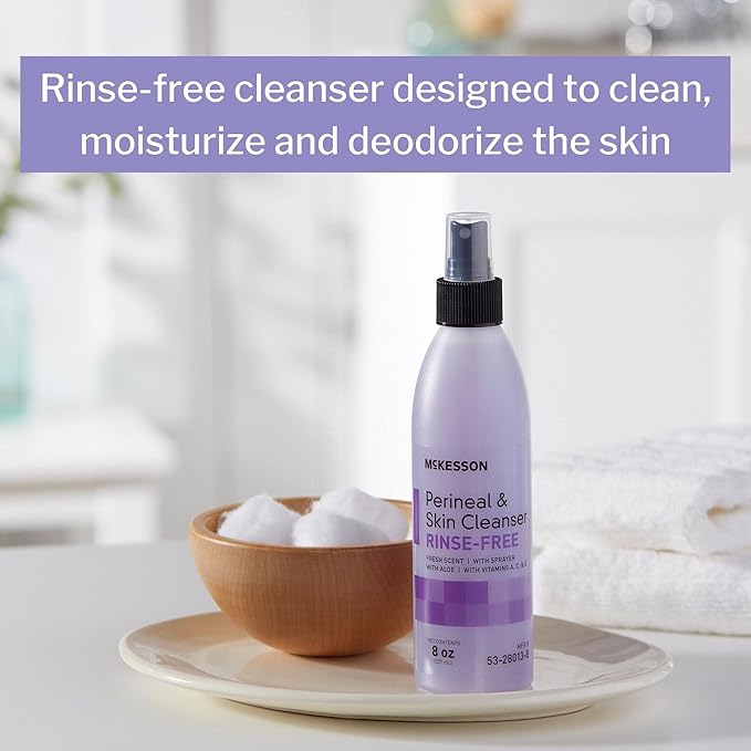 McKesson Perineal Skin Cleanser with Aloe, 8 oz [Pack of 5] Rinse-Free Body Wash for Incontinence or Ostomy Care, Fresh Scent