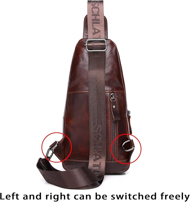 LUKZIJAES Genuine Leather Sling Bag for Men