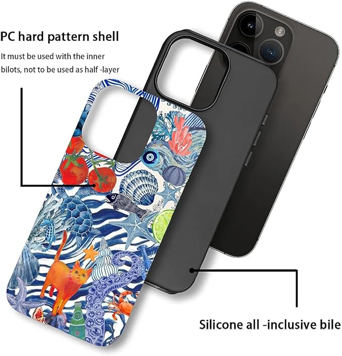 Case for iPhone 14 Pro Max,Leopard Cherry Shell Aesthetics for Woman Men Full Body Protective Cover Shockproof 2 in 1 Silicone + Hard PC Case for iPhone 14 Pro Max