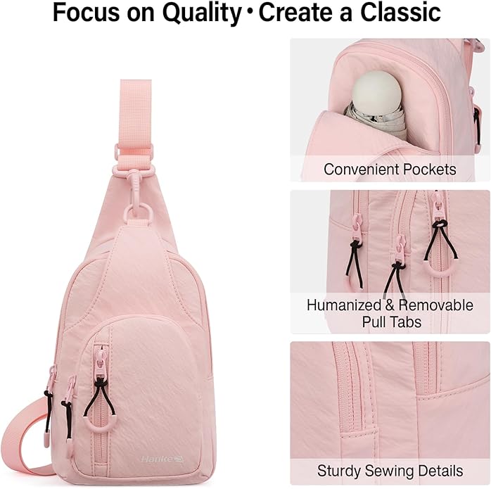 Hanke Crossbody Sling Bag for Women Men, Casual Cross Body Sling Bags, Lightweight Chest Bag for Outdoor Hiking Travel