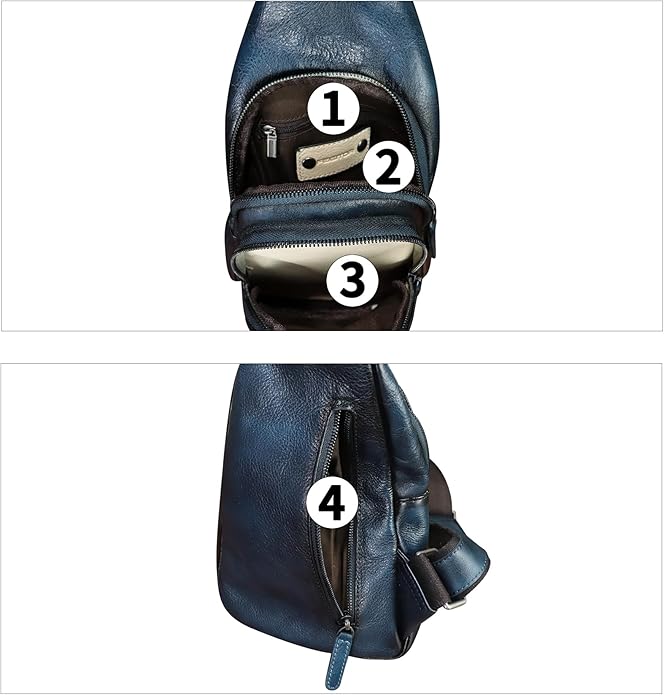 Genuine Leather Silng Bag for Women and Men Real Leather Sling Backpack Chest Purse Shoulder Crossbody Bag