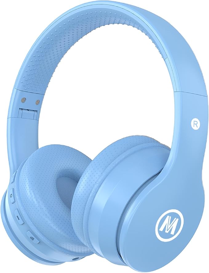 Headphones Kids Bluetooth 5.4 Wireless Play Time 68H Safe Volume Limit 85/94dB Over-Ear Foldable Headset,Fast Charging,with Aux Cord Built-in Mic for Toddler Child Pad Study Tablet Blue