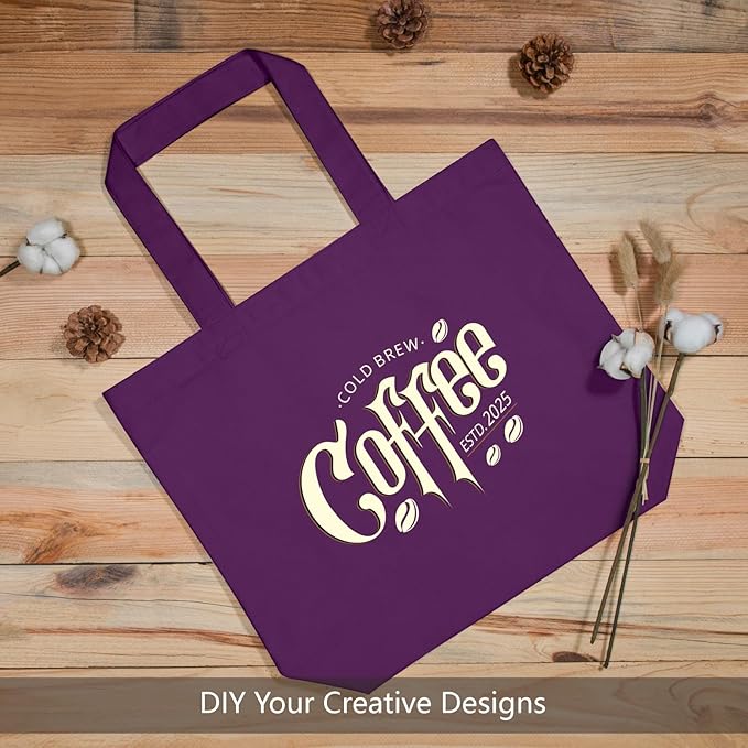 TOPDesign 1-Pack Super Strong Large 12oz Cotton Canvas Tote Bag, Reusable Grocery Shopping Cloth Bag, Fashionable Two-Tone Tote for Crafts, DIY Your Creative Designs