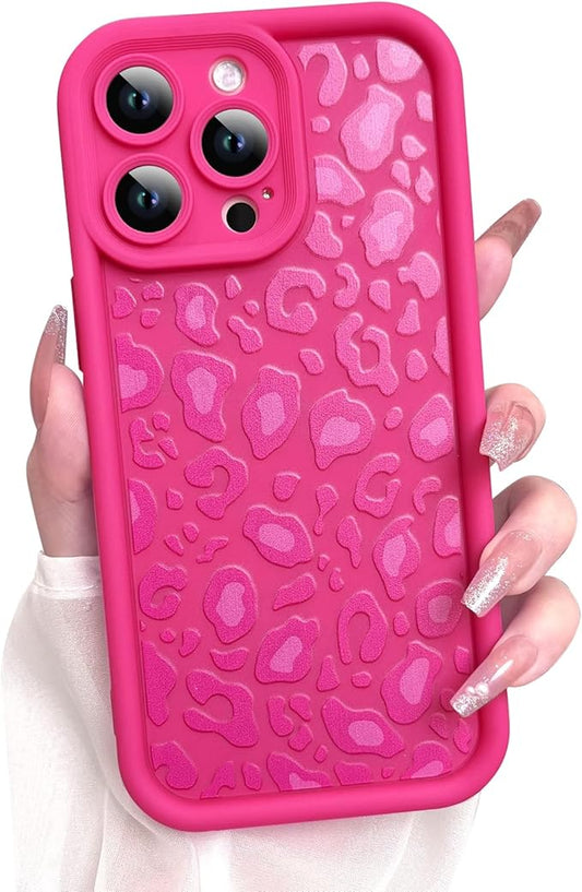 KANGHAR Case for iPhone 14 Pro Leopard Printed Pattern Cute Cheetah Phone Case Soft TPU Shockproof Protective Cover for iPhone 14 Pro 6.1 Inch Hot Pink