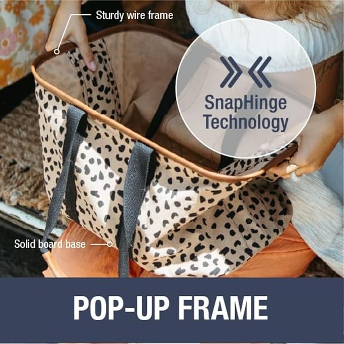 CleverMade EcoBasket Reusable Grocery Tote - Collapsible Storage Shopping Organizer - Heavy Duty Utility Bag Home