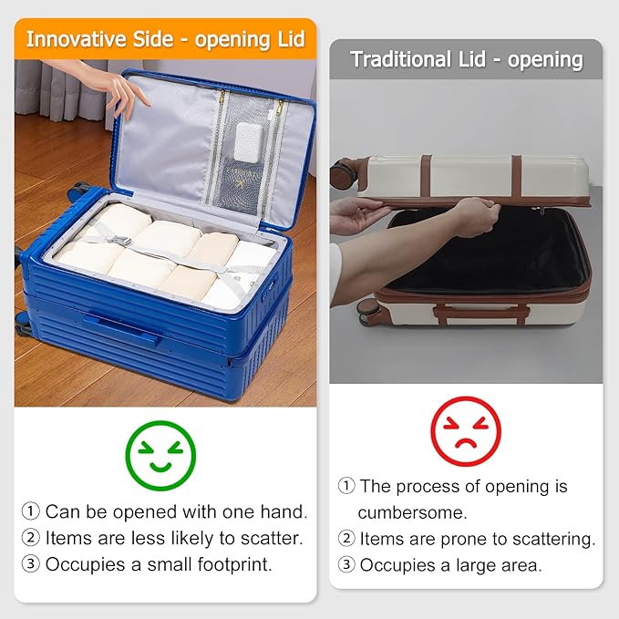 Joyway Hardshell 24 inch luggage with spinner wheels, Lightweight Hardside large checked withTSA Lock(Blue, Checked Luggage-24 Inch)