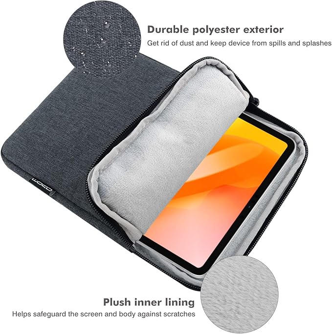 MoKo 13 Inch Tablet Sleeve Fits 13inch iPad Air M3 2025, iPad Pro M4/Air M2 2024, iPad Pro 12.9, Galaxy Tab S8+/S9+ 12.4, Polyester Bag Fit with Apple Pencil or Smart Keyboard, Space Gray