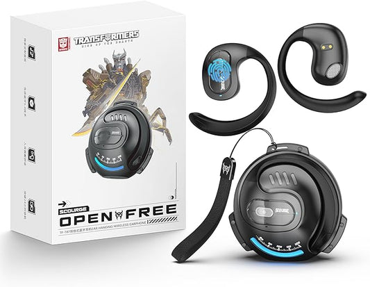 TRANSFORMERS Open Ear Earbuds with Ear Hooks,Open Ear Headphone True Wireless Earbuds Over Ear Headphones Bluetooth 5.4 60H Play,IPX5 Waterproof for Work Fitness Running Yoga Gym, Black-Optimus Prime