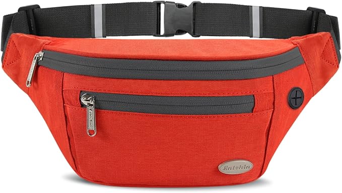 Entchin Fanny Pack for Women Men,Crossbody Belt Bag with 4-Zipper Pockets,Adjustable Waist Bag Pack,One of the Most Popular Travel Essential Gifts for Walking,Traveling,Cycling