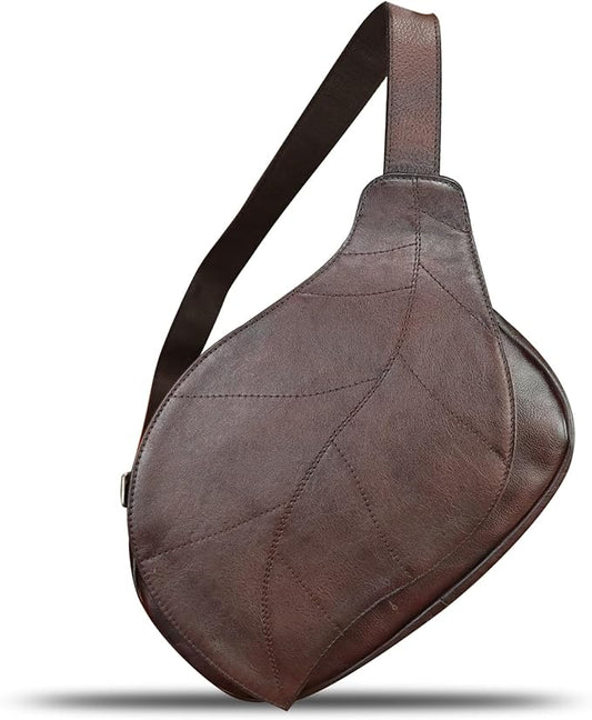 IVTG Genuine Leather Sling Bag for Women Vintage Real Leather Sling Backpack Fashion Shoulder Crossbody Bags Chest Bags