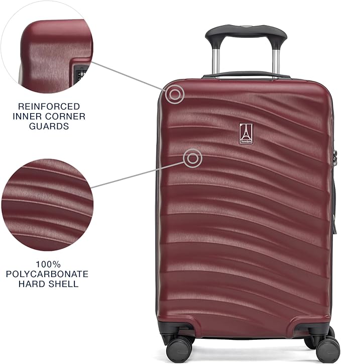 Travelpro Maxlite Air V2 Hardside Expandable Carry on Luggage, 8 Spinner Wheels, Lightweight Hard Shell Suitcase, TSA lock, Cabernet, Carry On 21-Inch