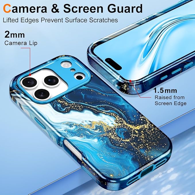 Btscase for iPhone 17 Pro Max Case [Compatible with Magsafe] [Military-Grade Drop Protection] Slim Anti-Scratch Smooth Touch TPU Bumper Shockproof Magnetic Phone Case for Women Girls Men, Deep Blue